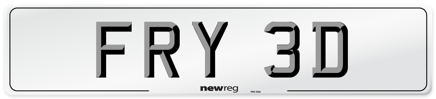 FRY 3D Number Plate from New Reg